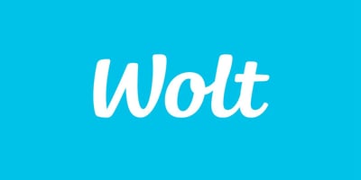 Wolt-logo sinisellä taustalla