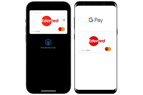 Apple Pay and Google Pay open on the screen of two phones