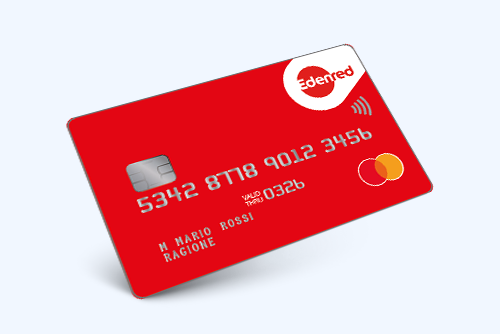 Physical Edenred card on light blue background